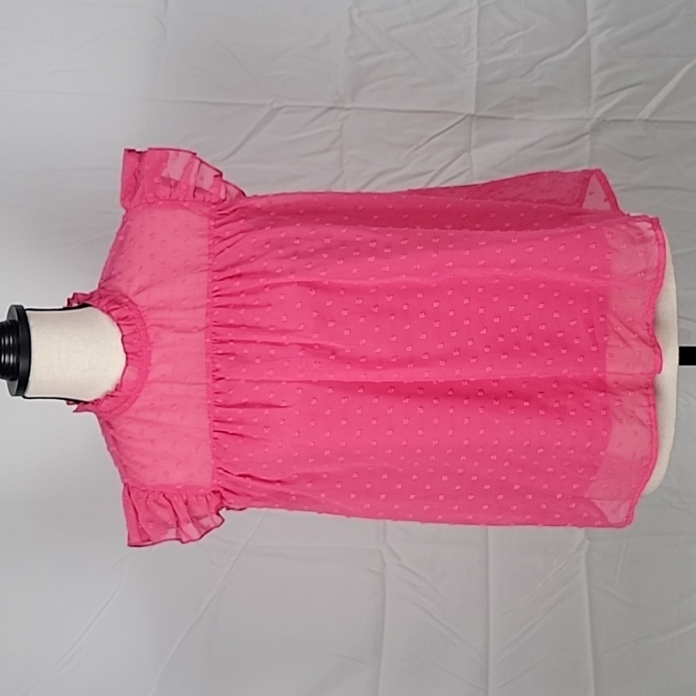 SHEIN VCay Size S (4) Pink Swiss Dot Cap Sleeve Blouse, NEW with Tag